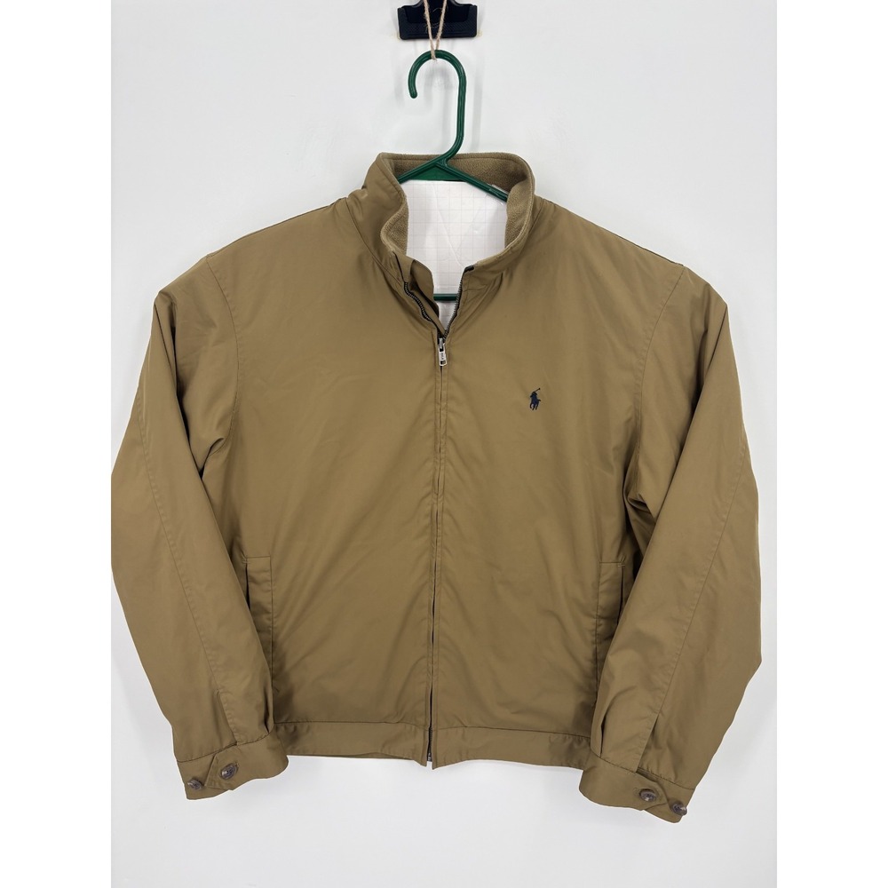 Polo Ralph Lauren VTG Men's Fleece Lined Full Zip Tan Beige Jacket, Large